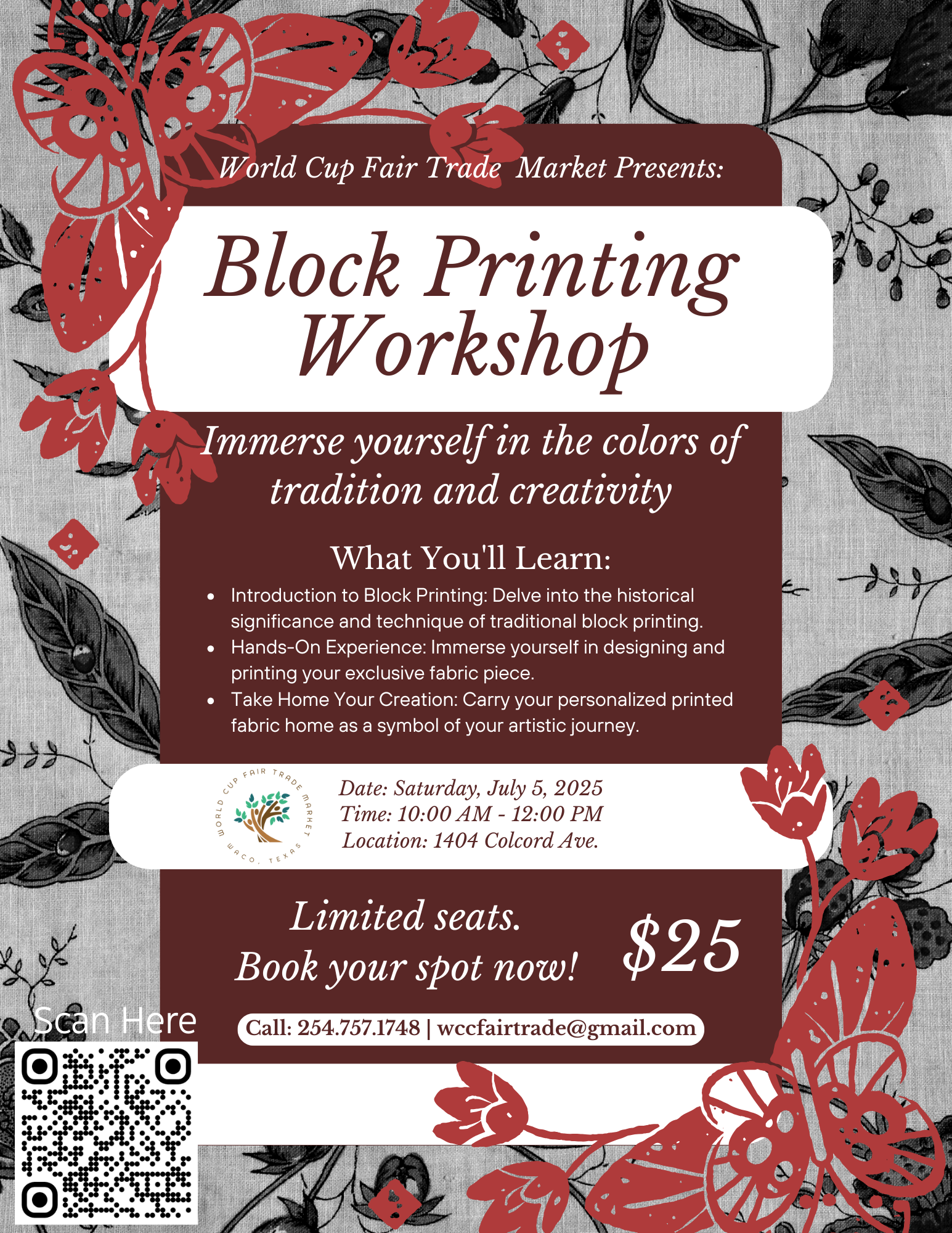 Fair Trade Workshop: Block Printing Workshop   July 5