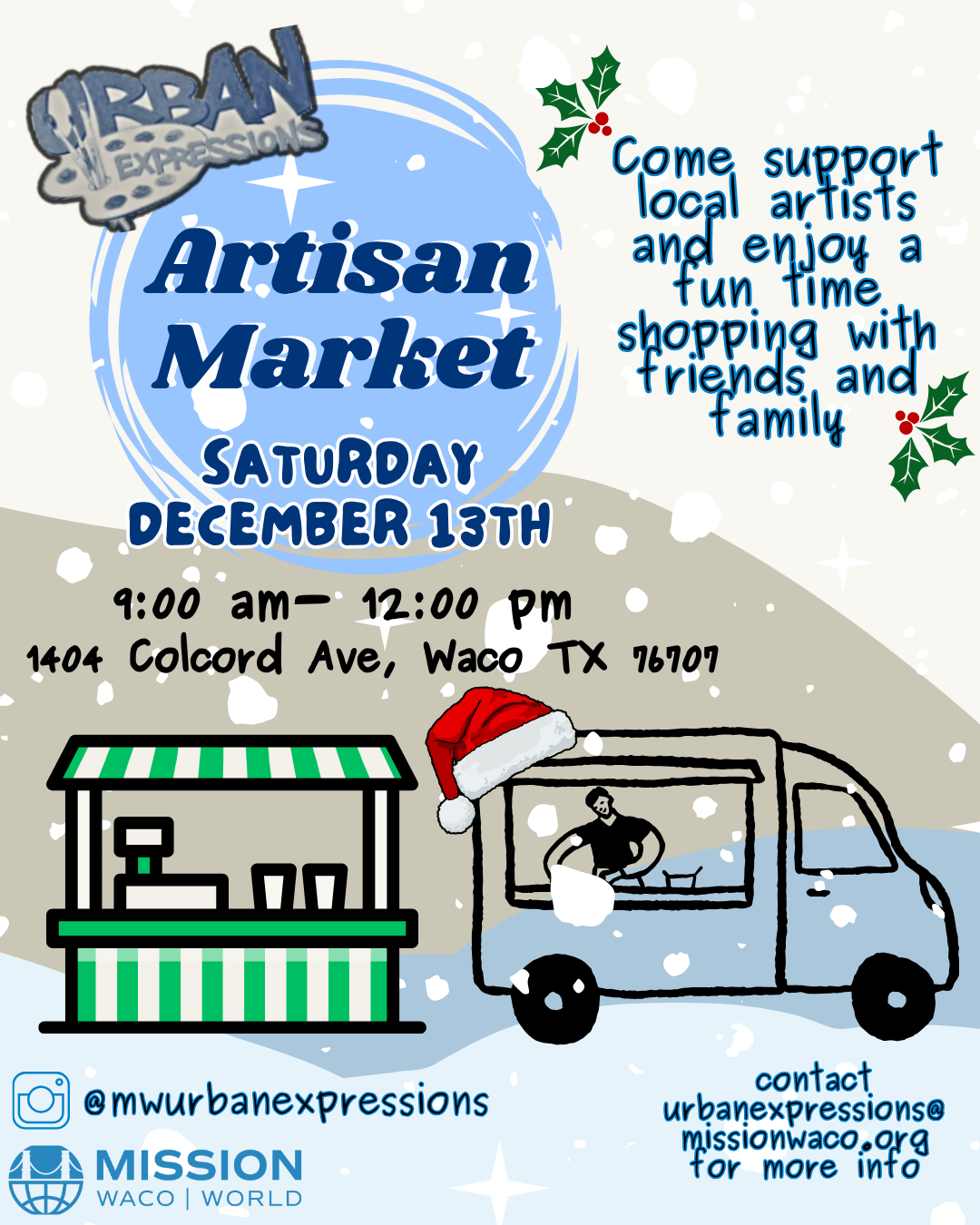 Urban Expressions Artisan Market  - Saturday December 13  9-12pm