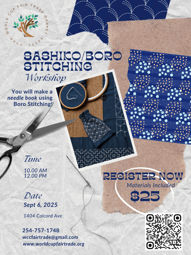 Fair Trade Workshop: Sachiko Stitch to Boro Needle Book    September  6  10am-Noon