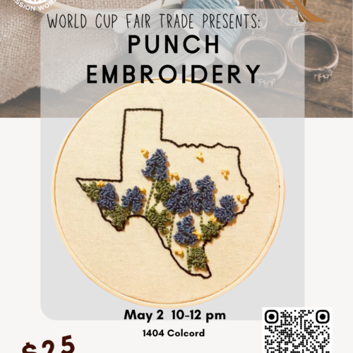 Fair Trade Workshop: Punch Embroidery    May 2,  10am