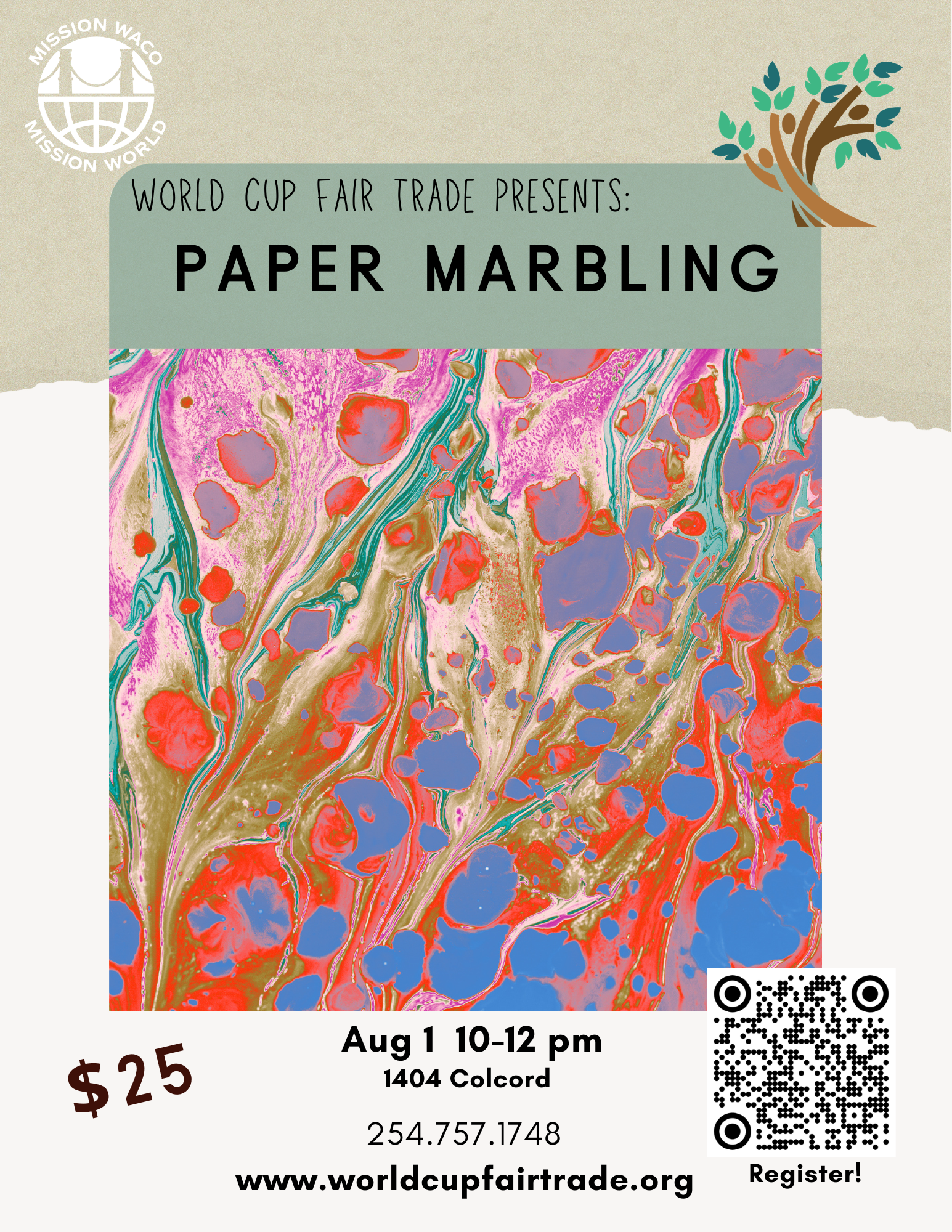 Fair Trade Workshop: Paper Marbling    Aug 1 10-12 pm