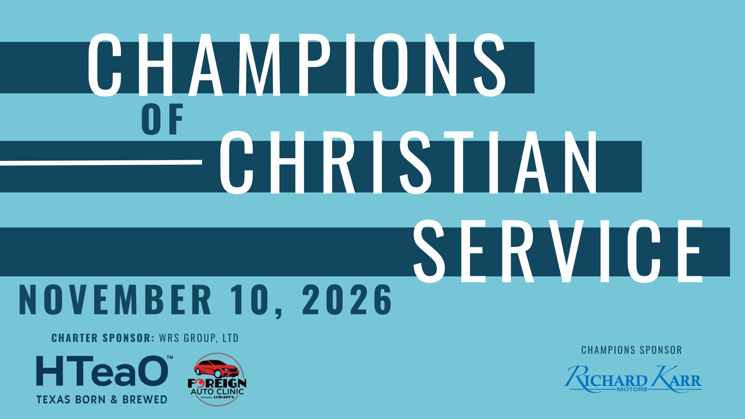 graphic that says champions of christian service November 10, 2026