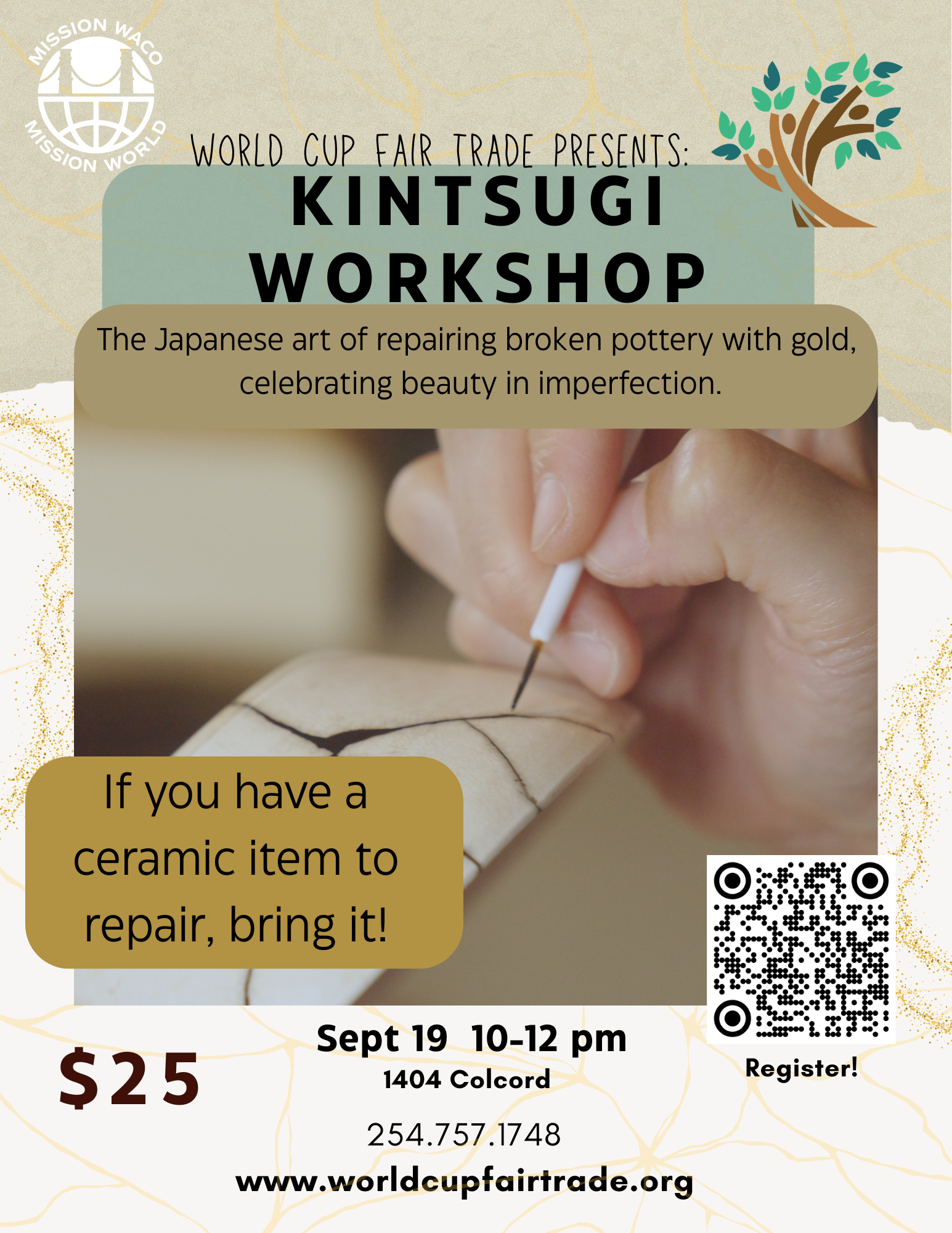 Fair Trade Workshop: Kintsugi   Sept 19 10-12